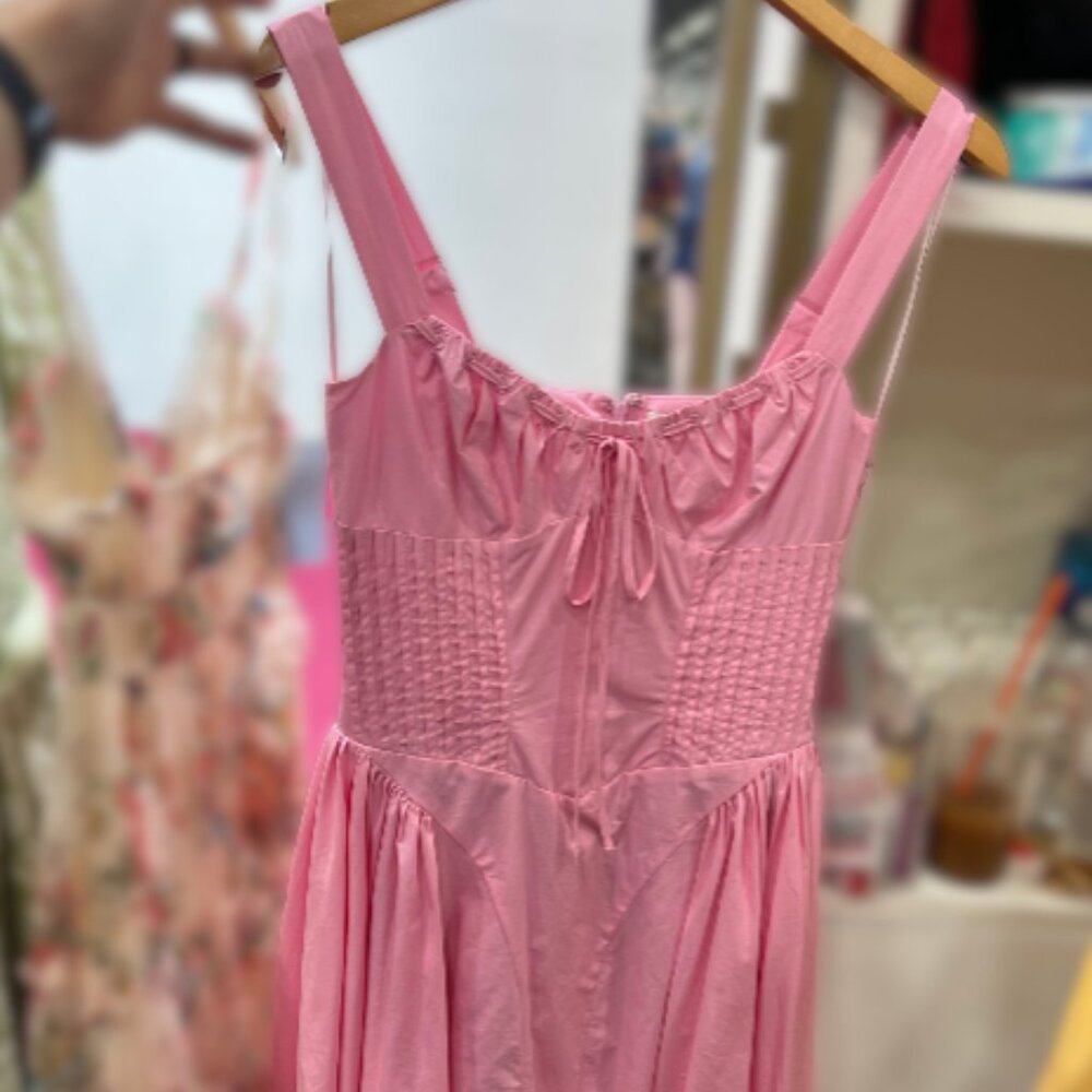 NEW Moon River Emilia Pintuck Waist Midi Dress โ Pink, NWT - Picture 2 of 2